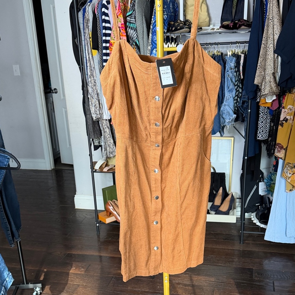 Women’s Button-Front Sleeveless Dress in Rust